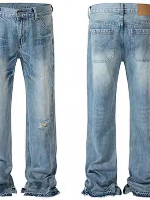 Men's Distressed Raw Hem Jeans - Odaingerous